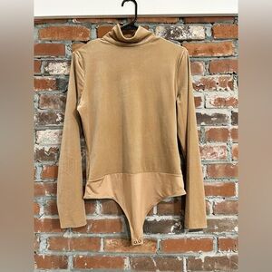 Express Body Contour Suede Mock Neck Bodysuit Size L